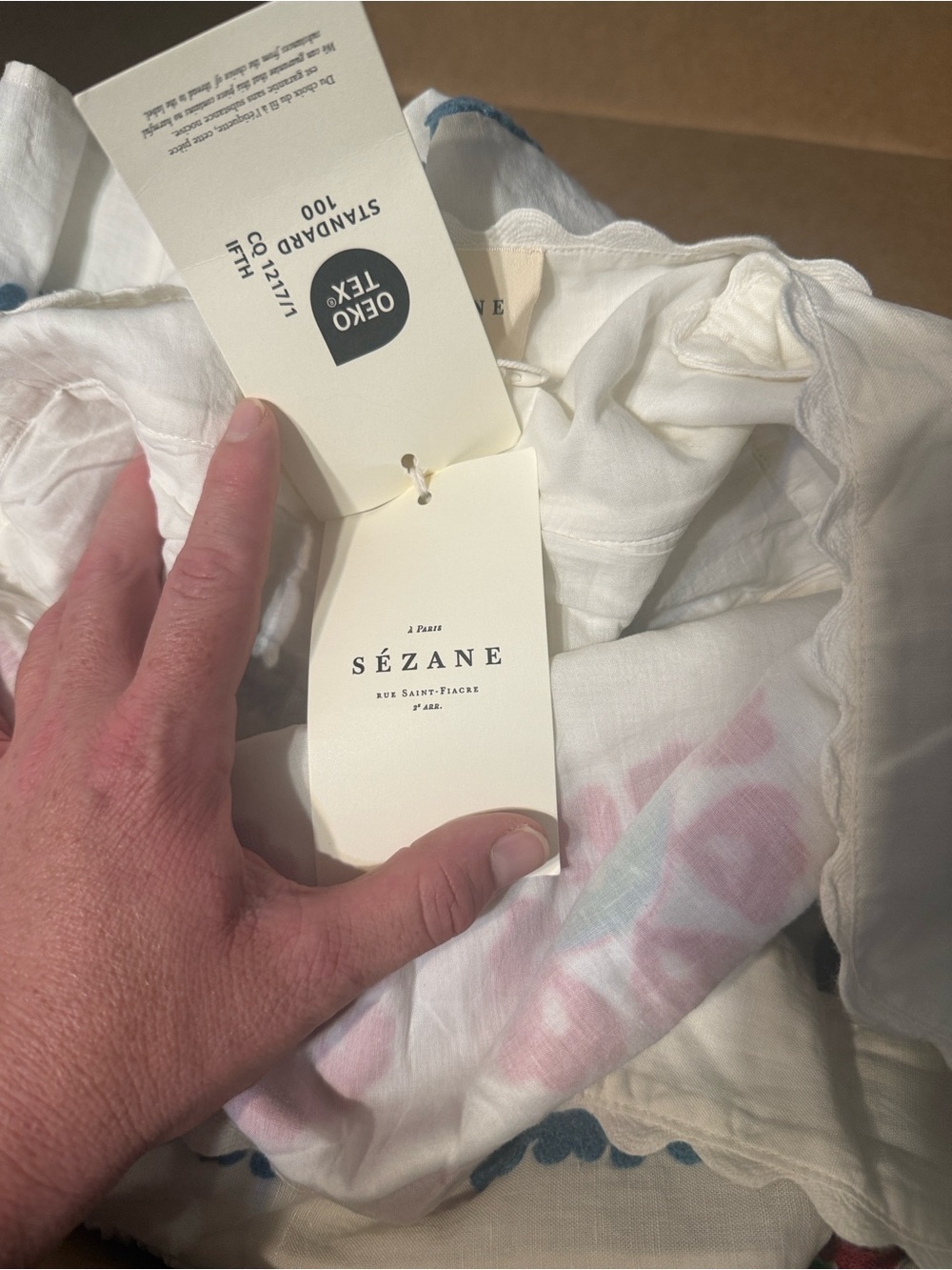Sezane White Maxi Dress with Pink, Green & Blue Embroidery - Picture 7 of 9